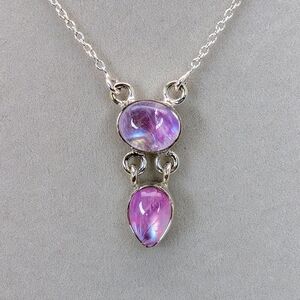 Pink Moonstone S925 Sterling Silver Gemstone Necklace